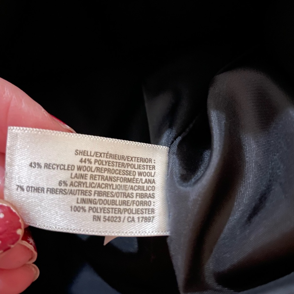 Old Navy Black Recycled Wool Coat collar button down size XL slant front pockets - Picture 11 of 15